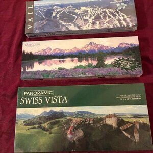 Lot of 3 Panoramic Sealed JIGSAW PUZZLES, 500-700 Pcs. - 3 Ft. Wide
